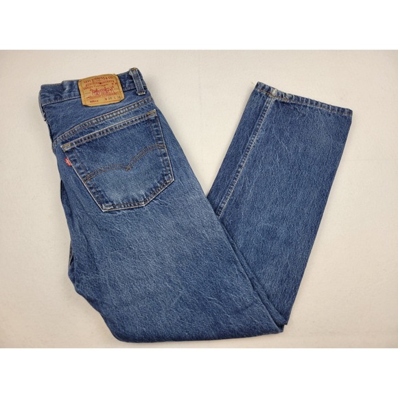 Vintage‎ Levis Denim Jeans Button Fly 501xx USA 38x34 Red Bat Wing 80s 90s READ - Picture 1 of 13